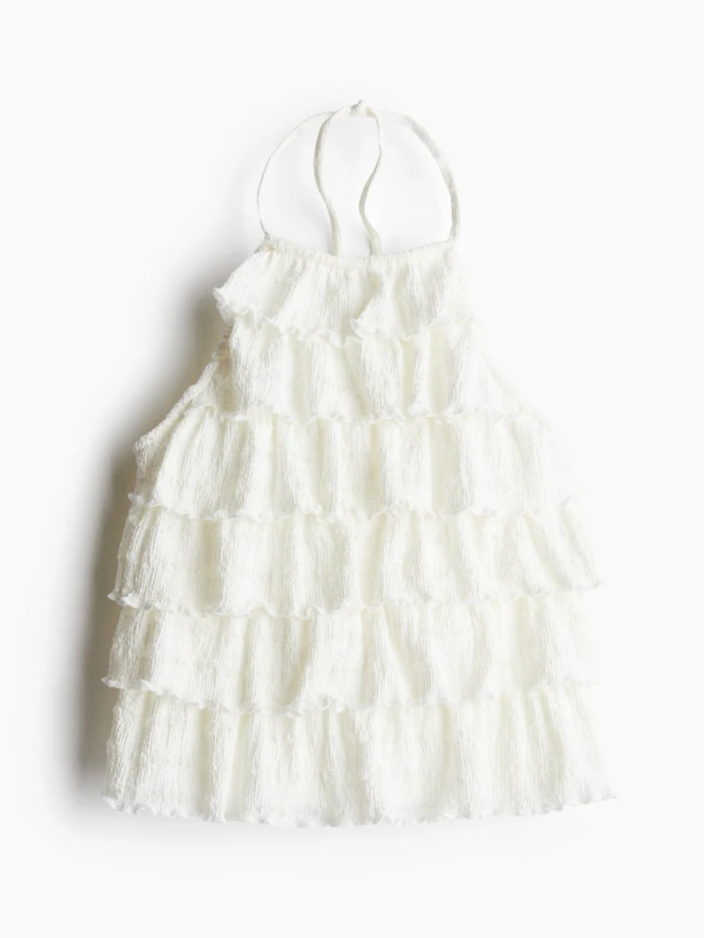 H&M White Tiered Ruffle Halter Top
